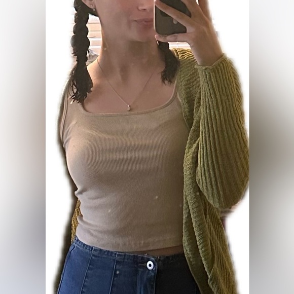 New green very J crochet light cardigan open S M L - Picture 5 of 5